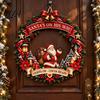Christmas Atmosphere Decor Santa Claus Wooden Door Hanger for Decorations, Retro Holiday Wall Style Plaque Sign with Bows Bells Indoor And Outdoor