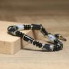 Snowflake Obsidian Tube Bracelet – Gold Accent Adjustable Boho Jewelry, Grounding Protection Gift for Men & Women