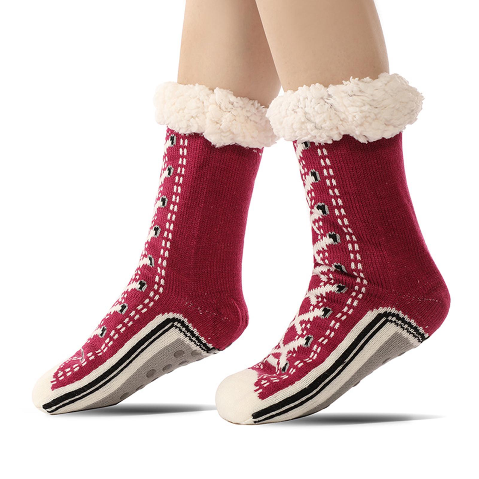 Fuzzy Socks Ultra-thick Cashmeres Slipper Home Socks Anti Slip Winter Thermal Cozy Soft Fluffy Slipper Socks for Women Girls One Size
