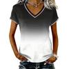 Camiseta Casual de Mujer con Cuello en V y Manga Corta, Jersey con Estampado Degradado, Tejido Ligero y Suave, Ajuste Cómodo
