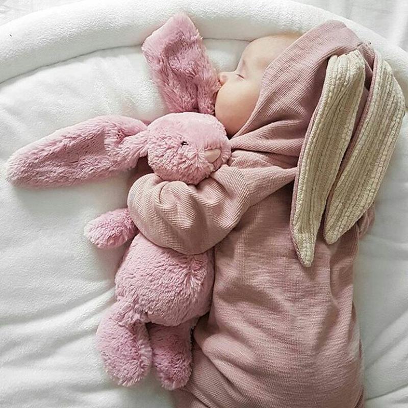 Neuer Europäischer & Amerikanischer Baby Strampler: Kapuzen-Strampler mit Hasenohren für Neugeborene, mit Reißverschluss