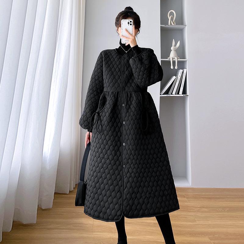 Women's Winter Solid Color Thickened Warm Dress Loose Casual Maternity Clothes