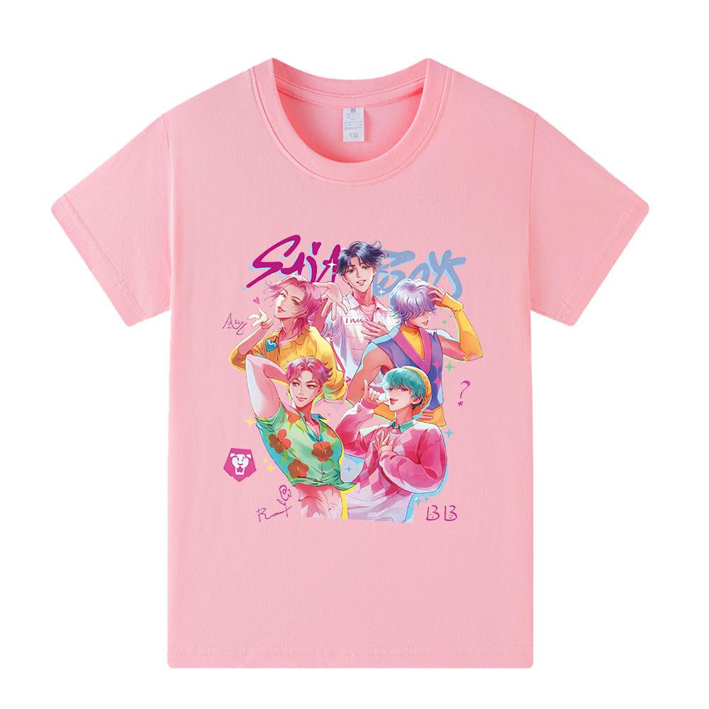 A1207 Kids Boys Girls Sajaboys Kpop Rumi Zoey Mira Print Short Sleeves T-shirt