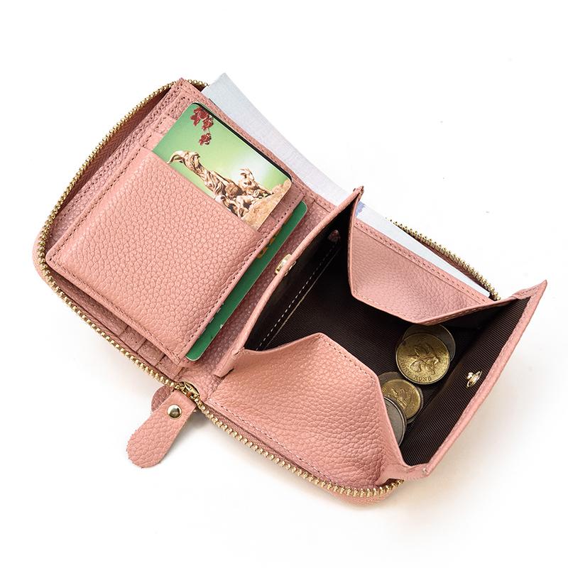 

2026 New Short Wallet Men Women Vintage Fashion Card Holder Zipper Coin Purse Crazy Horse Leather Mens Slim Zipper Purse Wallet