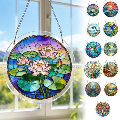 Acrylic Jigsaw Puzzle Suncatcher Window Hanging Kit, Stained Glass Style DIY Puzzles Home Garden Decor, Birthday Gifts for Women, Wife, Aunt, Mom