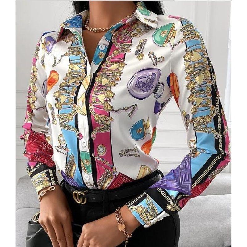 

All-Match Stylish Beautiful Square Collar Long Sleeve Short Model in White Color Print Temperament Commute Pullover Drawstring Single-Breasted Top White 2XL