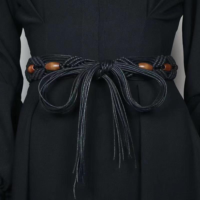 Bohemian Alloy Turquoise Resin Bead Woven Waist Rope for Women