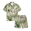 Men's Casual Printed Lightweight Breathable Shirt and Drawstring Shorts Set