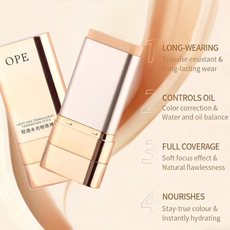 Dvouhlavý make-up tyčinka s vodním rozjasněním krycí lehká voděodolná dlouhotrvající make-up tyčinka s štětečkem módní dámská kosmetika