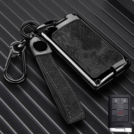 Zinc Alloy Leather Car Key Fob Case Cover Bag For Chevrolet Corvette C7 2014+