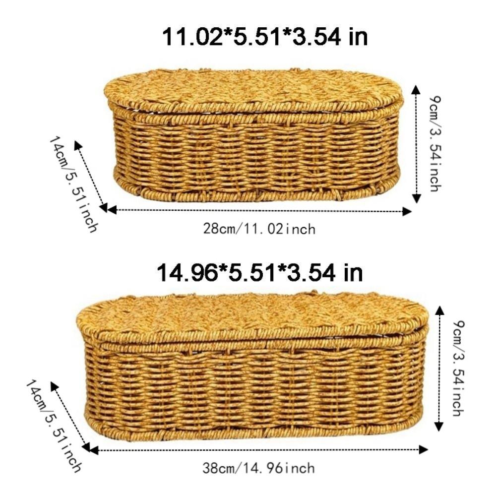 Plastic Oval Handwoven Basket Large Capacity Sundries Storage Box  Home Use