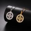 Double Layer Titanium Steel Miko Knot Pendant Necklace with Circle Diamond Accents Simple Fashion Jewelry