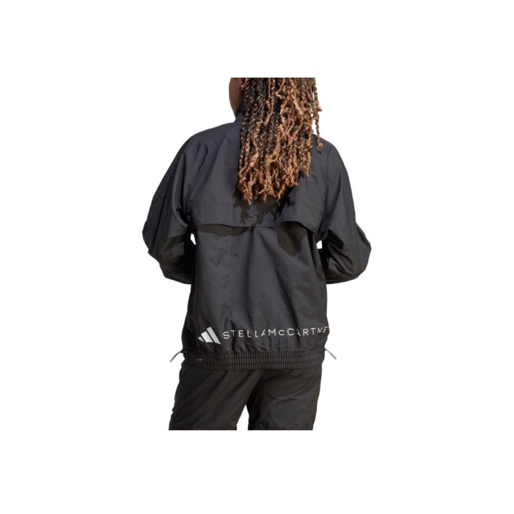 Adidas Letter Logo Outdoor Casual Printed Zip-Up Stand Collar Long Sleeve Jacket Women Jacket Black IJ0563
