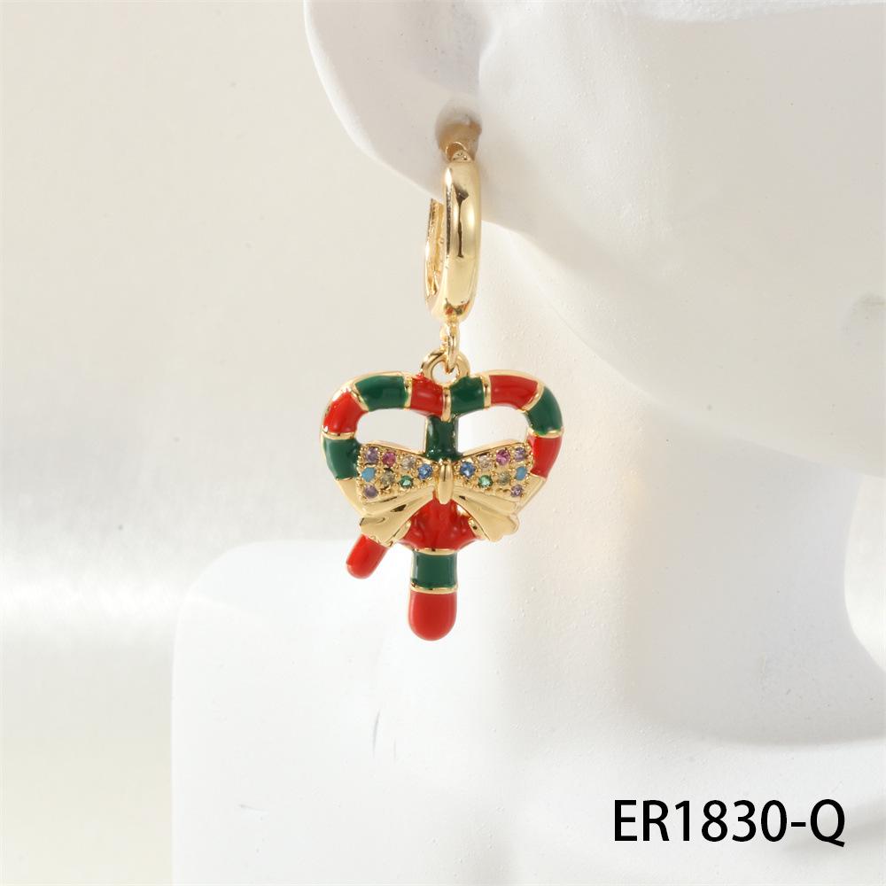 Christmas Lolita Fashion Hoop Earrings: Snowflake, Reindeer & Tree Charm Set