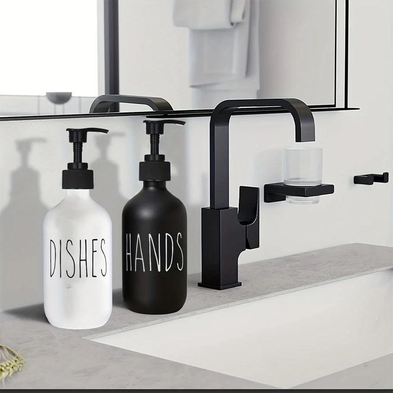 Dishwashing Soap Dispenser with Plastic Pump, Reusable Liquid Soap Shampoo Shower Gel Bottle Pressure Bathroom Decoration 500ml