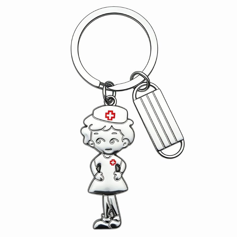 

Nurse Appreciation Keychain With Medicals Symbols For Nurses Day Gift Zinc Alloy Facemask Keyring Accessory 1