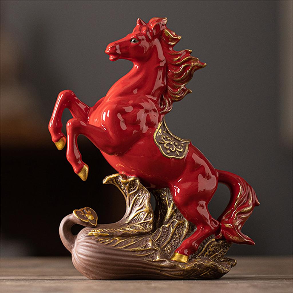 Chinese Fire Horse Decoration Zodiac Animal Sculpture Home Tabletop Ornament Chinese New Year Horse Figurine Home Office Decor