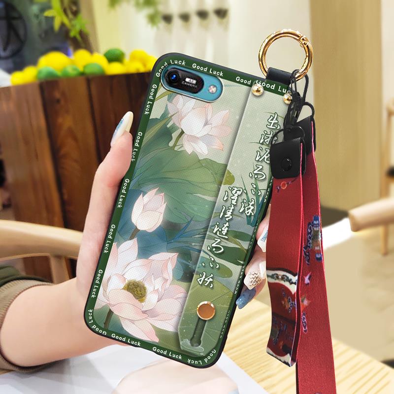 Elderly lady Kickstand Phone Case For Itel A25/A35/A25 Pro Lanyard Anti-knock Silicone Fashion Anti-dust Wristband Ring