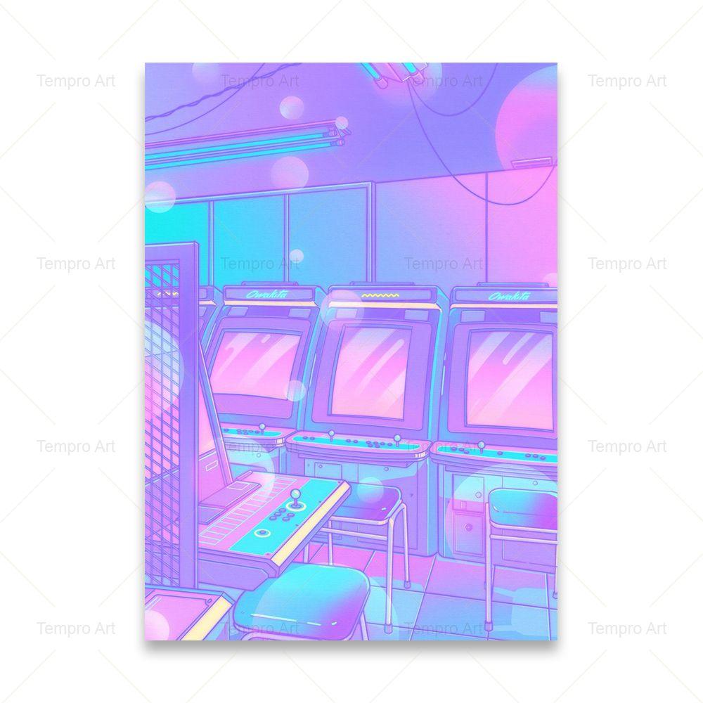 Poster im Vaporwave-Stil, japanische Stadt, Nacht, Straße, Pop, Kyoto, Poster, Leinwand, Gemälde, Wandkunst, Bild, Druck, Kawaii-Zimmer-Heimdekoration