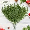 24pcs Fake Pine Branches - Realistic, No Shedding, for Wreaths & Centerpieces. Durable & Maintenance-Free Winter Decor.