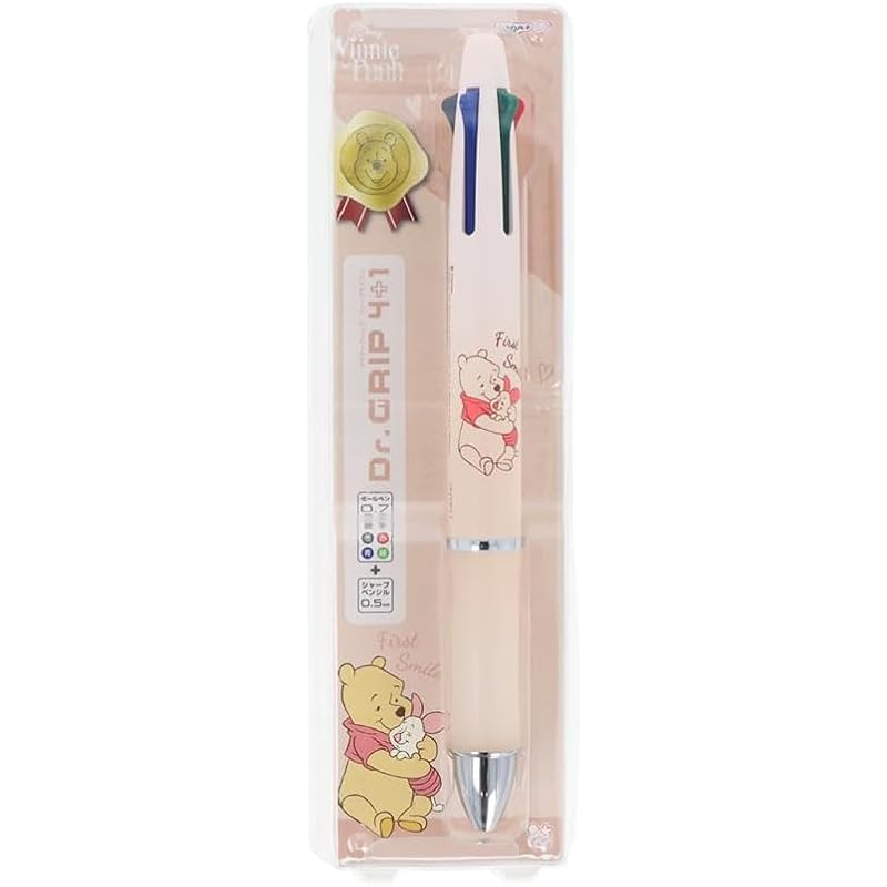 

disney pilot ballpoint pen mechanical pencil 4+1 doctor grip 0.5 made in Japan Winnie the Pooh pale orange Set (ballpoint pen, name sticker)