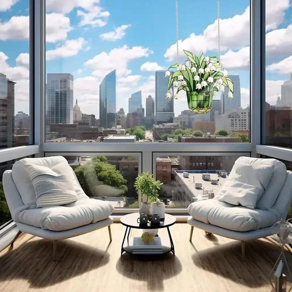 Hanging Flower of Valley Window Catcher Eye-Catching Sun Light Catcher 2D Flower Ornament  Wall