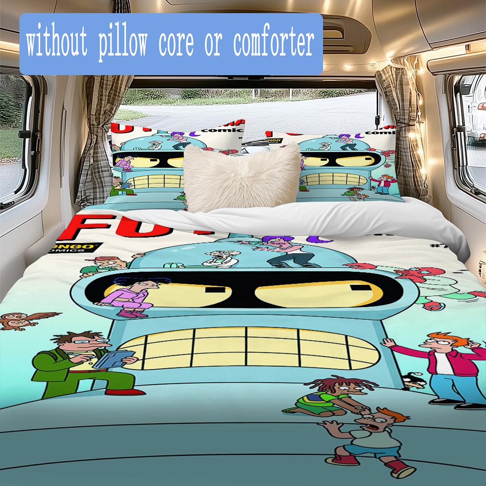 Future City Manga Pattern Bedding,Quilt Set Quilt Cover Pillowcase Home Birthday Gift (1*duvet cover+2*pillowcase,without core)XSJT0917501