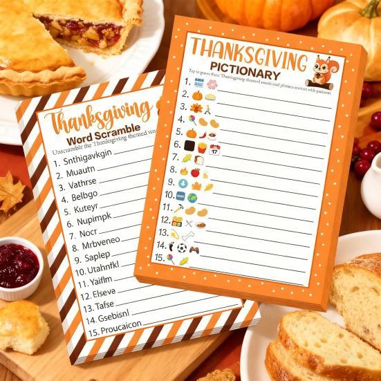 Yousheng 30 Spieler Thanksgiving Spiele für Familienfeier Erwachsene Büro Große Gruppen Wortsuche Scramble Pictionary Spielkarten Set für Feiertagsfeier