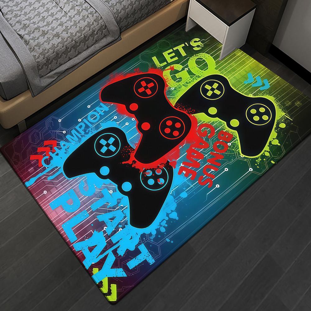 Gaming Esports Geometrisches Controller-Muster Teppichmatte für Jungenzimmer Gaming Großer Teppich für Wohnzimmer Heimdekoration Teppich