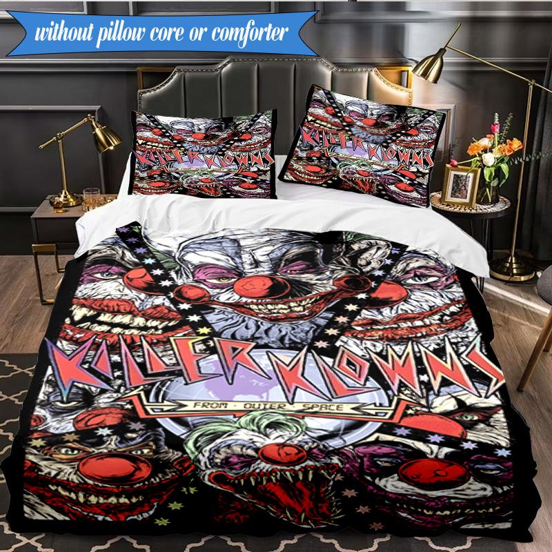 Scary Clown Horror 3pcs K-pop Music Group Bedding set,Ideal for Bedroom, Dormitory,Including Duvet Cover And 2pcs Pillowcases,Fan Gifts