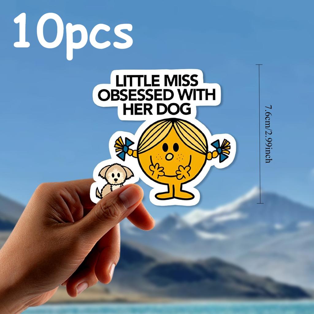 10pcs/1pc Durable PVC "Little Miss Obsessed with Her Dog" Decal Sticker for Cars Laptops, Water Bottles - Waterproof, Car Decals