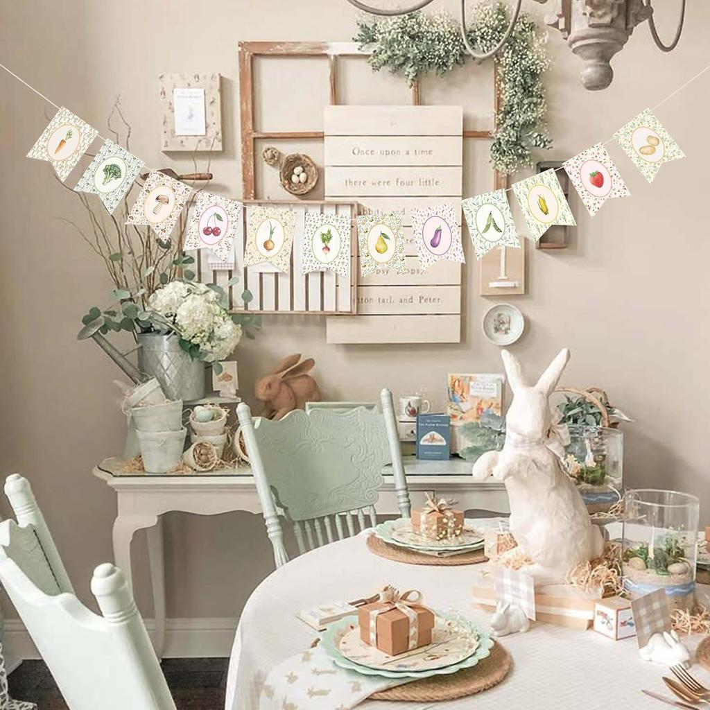 Locally Grown Baby Shower Bunting Banner, Vegetable Farmer's Party Decorations for Kids Produce Stand Farmers Market Bridal Shower Party Bachelorette