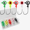 20Pcs 2.5CM/2.5G Colorful Eyes Fishhook Heavy Duty Metal Barbed Round Head Fishing Hook Freshwater Saltwater Bass Fishing Accessories