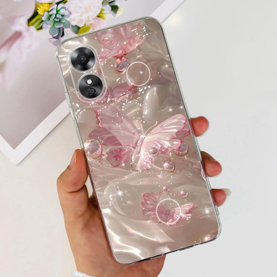 Schöne Hülle mit Aufdruck für OPPO A17 (CPH2477) Weiche Silikon-TPU-Rückabdeckung für Oppo A17 A 17 4G Handyhüllen