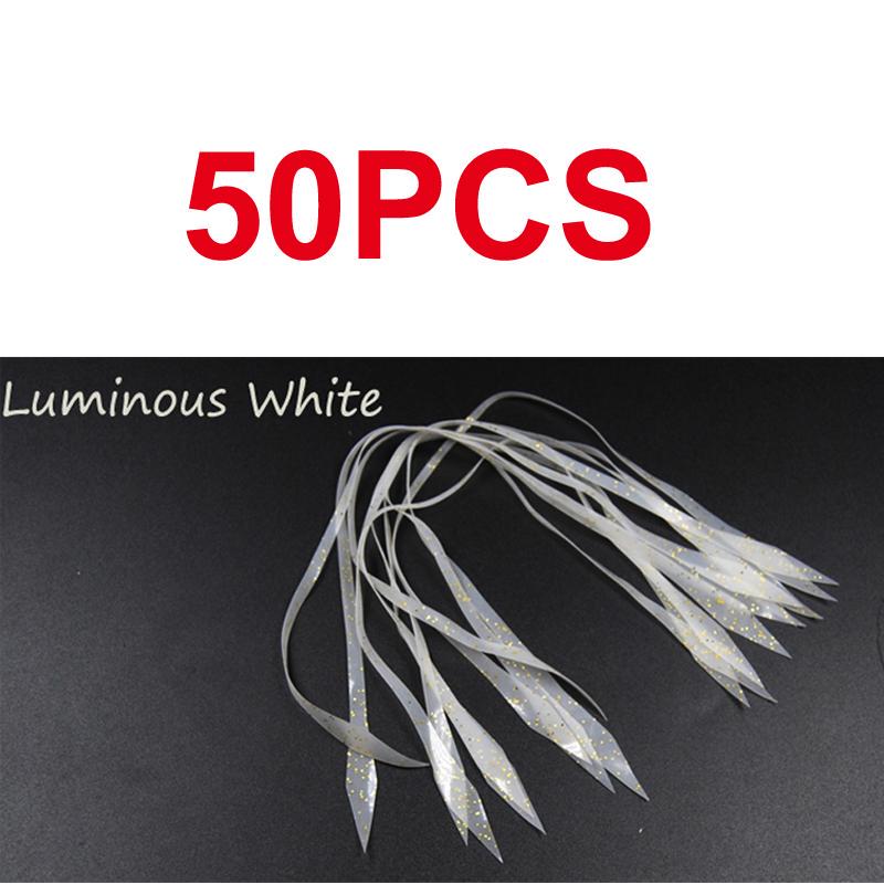 50 Pcs Luminous Silicone Streamer Red Orange Green Pink Silicone Skirts for Spinnerbait Buzzbait Rubber Jig Lures Squid Skirts