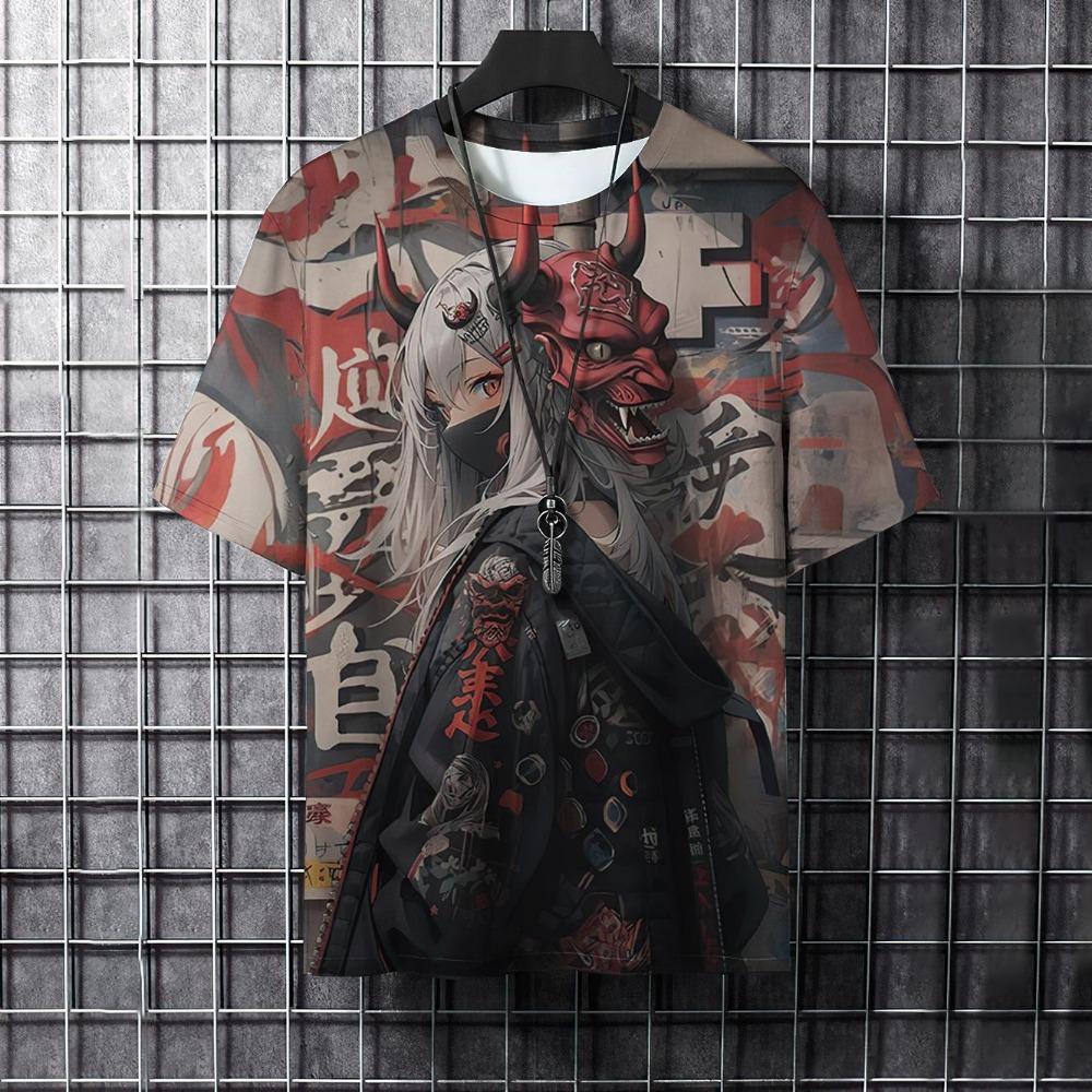 Men Fashion Samurai Tattoo Graphic T Shirts Summer Trend Casual Harajuku Streetwear 3D Printed Hip Hop O-neck Top Tees