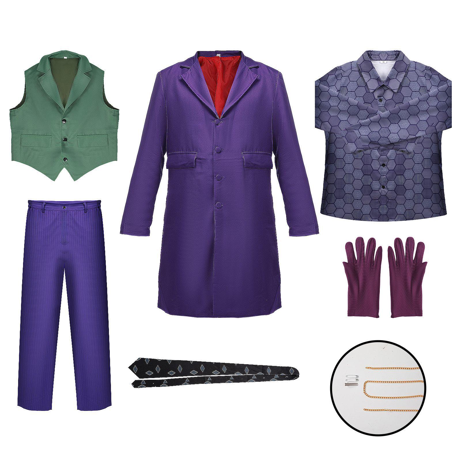 Hislejer Dark Knight Joker Cosplay Halloween Outfit Full Set 110cm