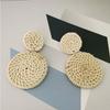 Geometric Drop Korean Dangle Earrings For Women Girls Oversize Round Rattan Knit New Style Jewelry Summer Beach Accessories