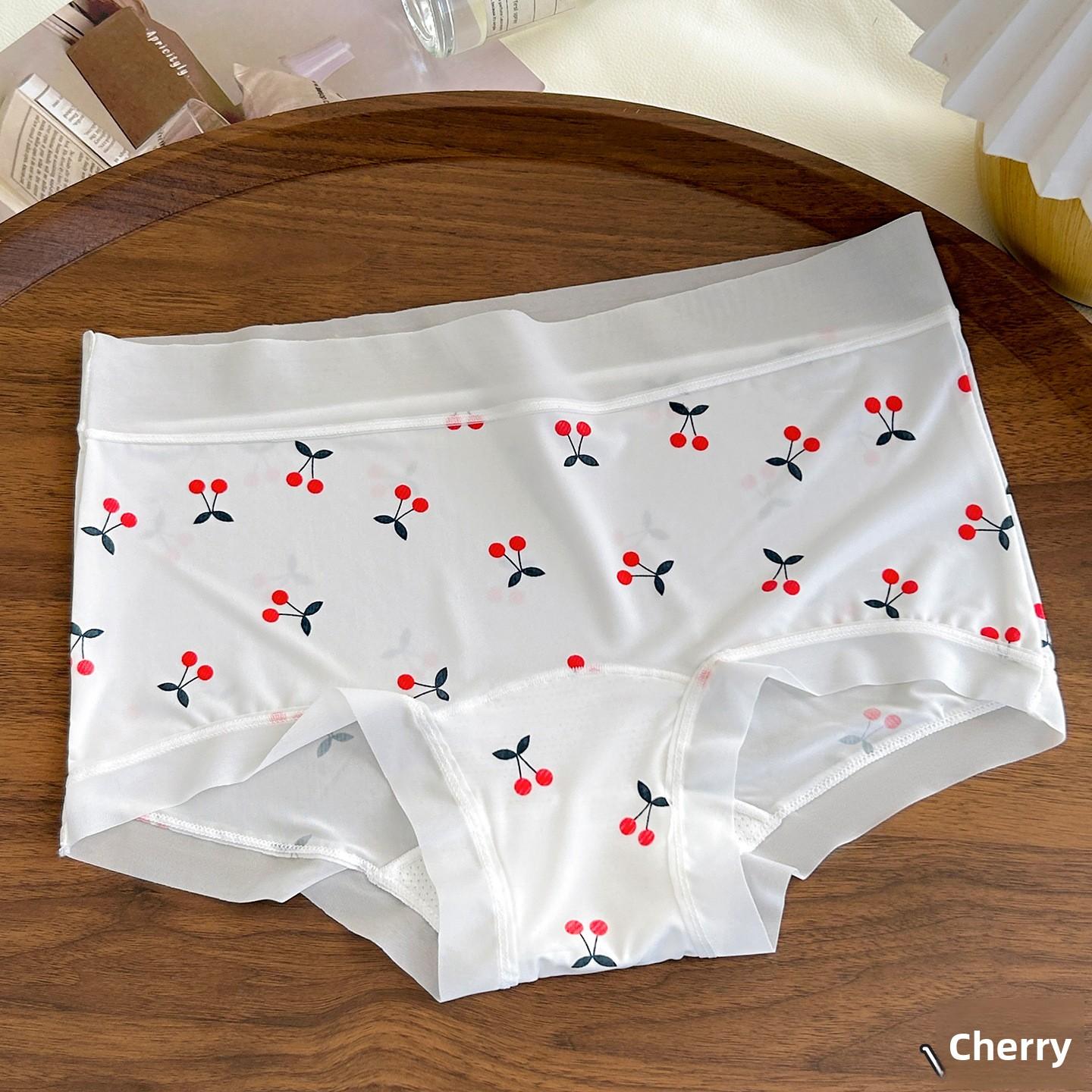 

Women s New Summer Full Print Fruit Pattern 10A Antibacterial Extended Breathable Mid Waist Flat Angle Briefs XL