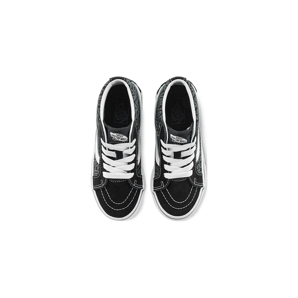 Vans SK8 Cushioning Abrasion Resistant Cushioning, Wear Resistant Mid top Kids' Skateboarding Shoes Black Gray VN000BVP6BT