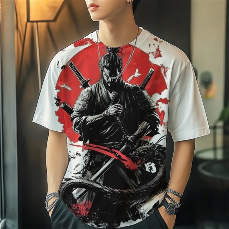 

Trendy Japanese Samurai Graphic T Shirts For Men Summer Fashion Streetwear 3D Printed T-shirts Cool Oversized Harajuku Tees Tops 6XL