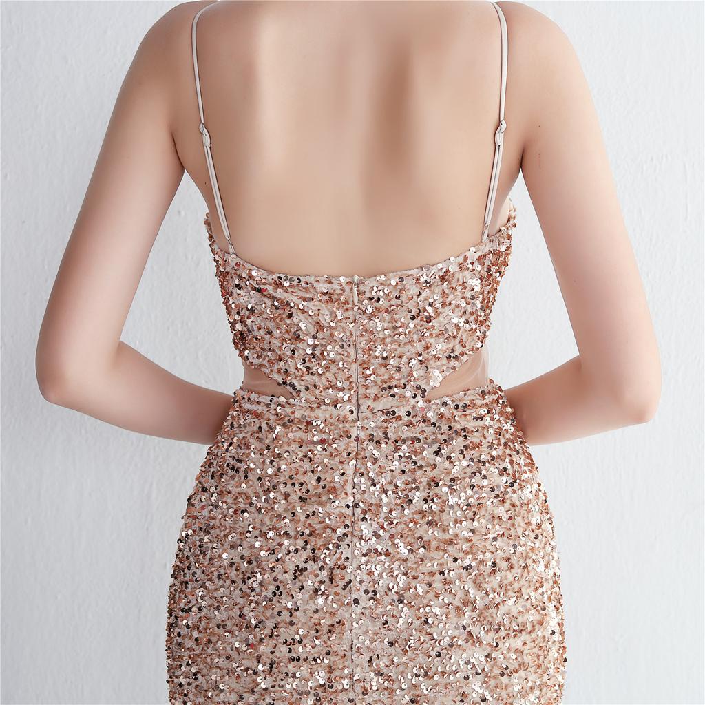 Vestido longo de lantejoulas para festa, vestido noturno para banquete, vestidos de noite