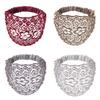4Pcs Women Headband Floral Lace Hollow Design Faux Pearls Hair Hoop Boho Style Wide Elastic Hair Accessories