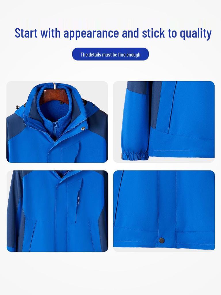 Autumn-Winter Fleece Shell Hiking Jacket with Detachable Liner and Hoodie