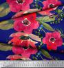 Soimoi Japan Crepe Satin Fabric Leaves & Poppy Flower Print Sewing Fabric Metre 42 Inch