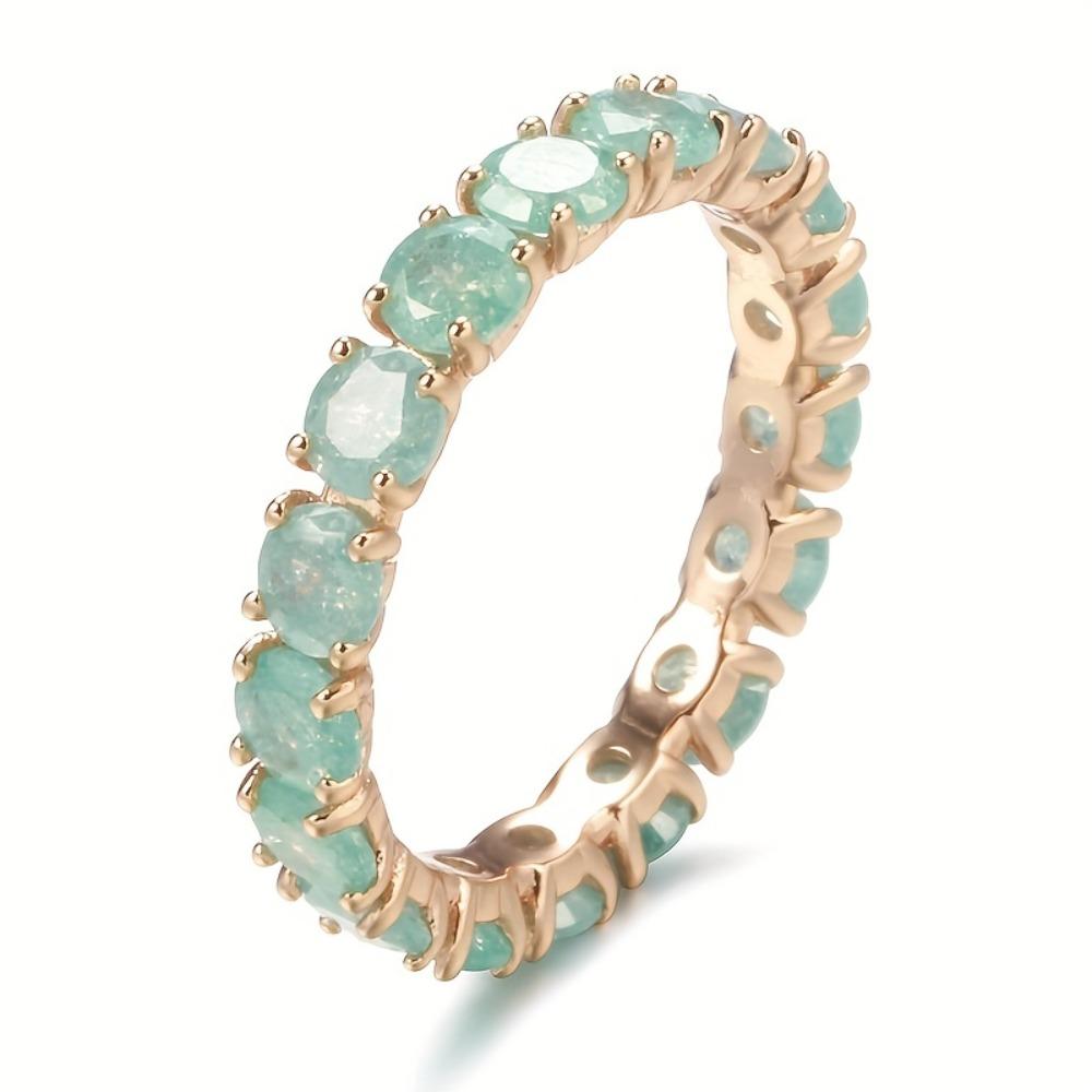 

Crystal Simple Rings Round Shape Women Rings Fashion Jewelry Zircon Stone Ring Engagement 6 зелёный