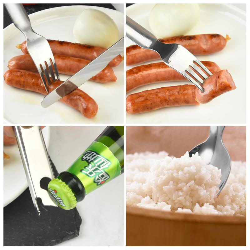 Tragbares Geschirr, Edelstahl, Messer, Gabeln, Löffel, Mehrzweck-Reise-Steakmesser, Cutter