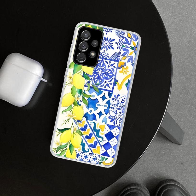 Mediterranean Lemon Phone Case Cover for Samsung Galaxy A12 A22 A32 A52 A72 A02S A51 A50S A31 A20S A10S Note 20 Ultra 10 Plus Ga