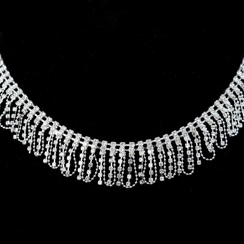 10Yards Rhinestone Chain Sparkle Crystal Diamond Silver Tassel Rhinestone Clothing Accessories DIY Wedding Party Gift Decoration