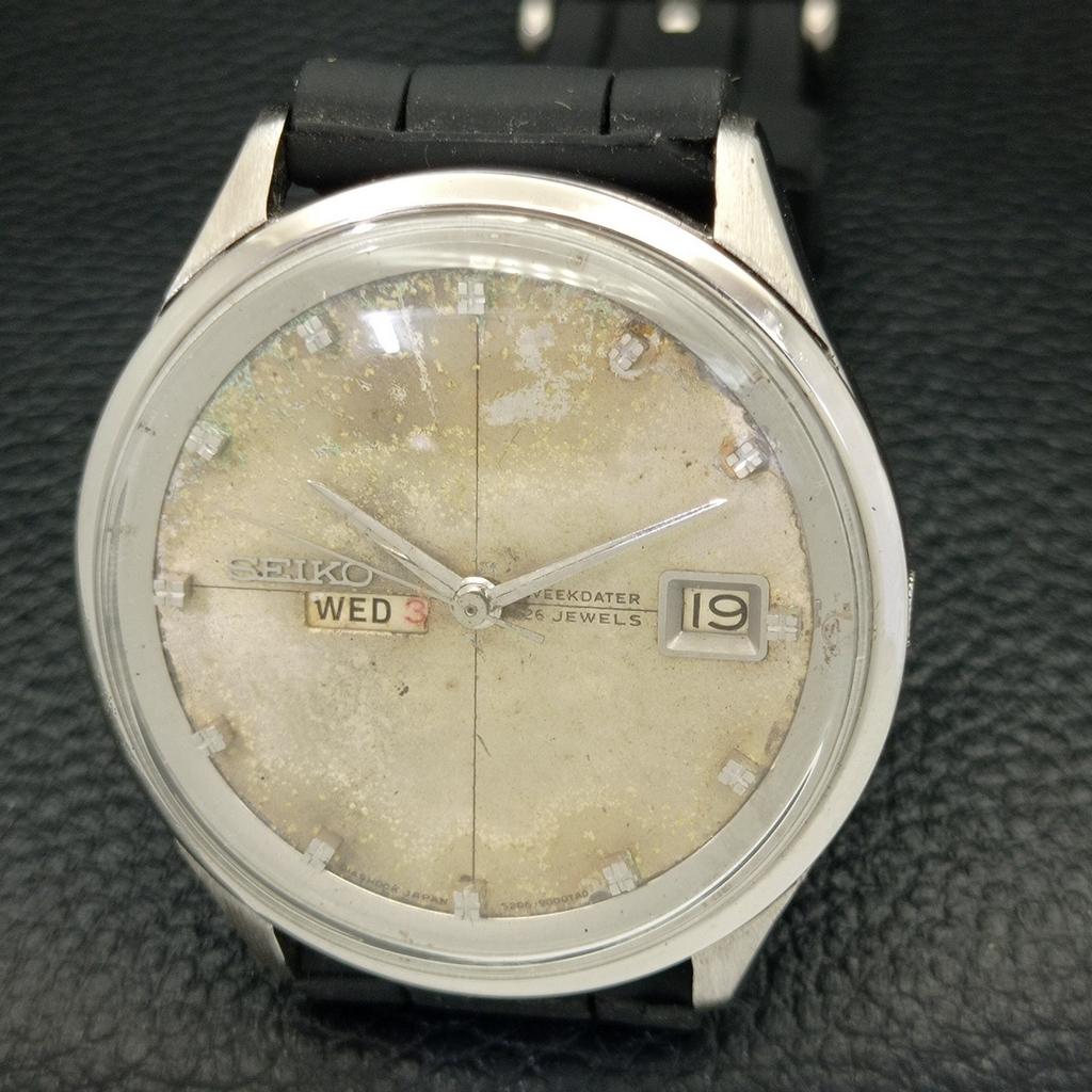 USED VINTAGE SEIKO WEEKDATER AUTOMATIC JAPAN MENS ORIGINAL DIAL WATCH a433937-2 R119-a433937